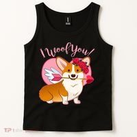 Funny Cute Corgi Valentine I Woof You Tank Top thumb 2