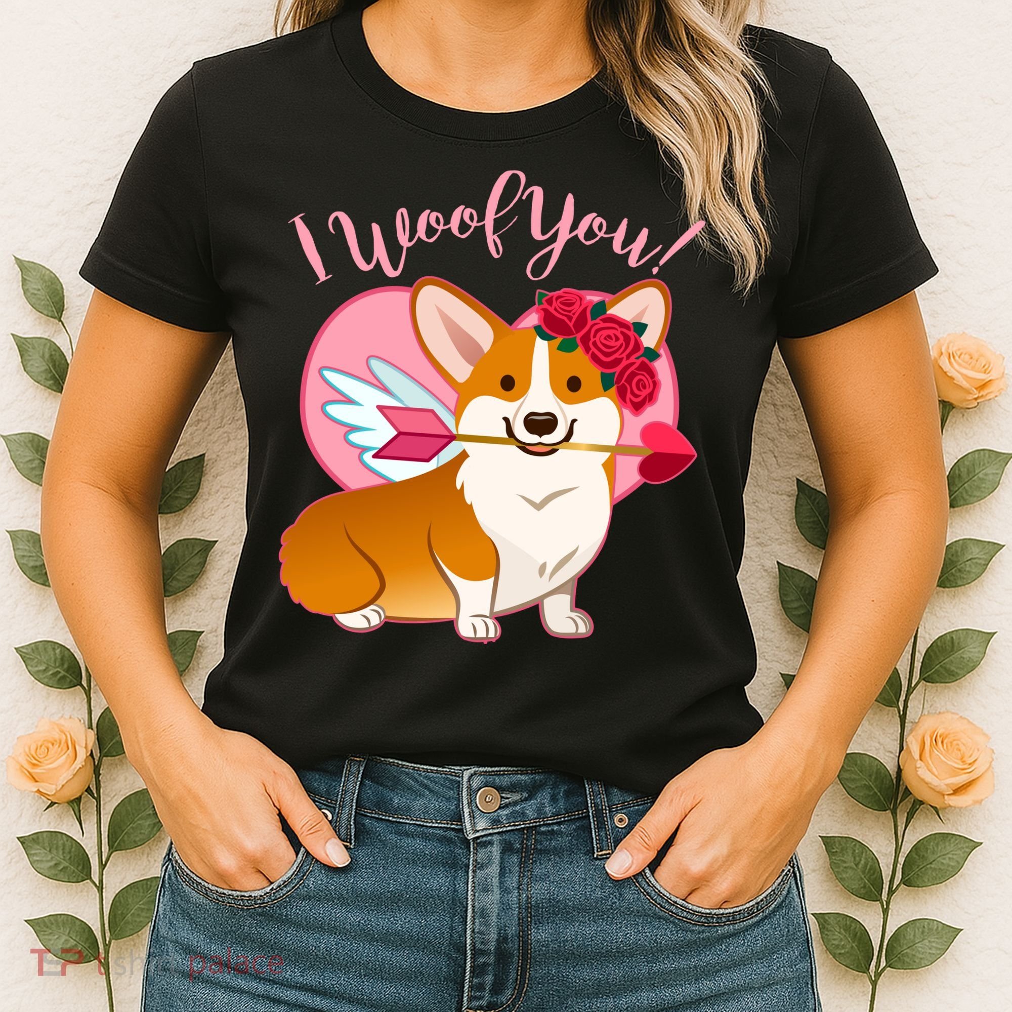 Funny Cute Corgi Valentine I Woof You Women's T-Shirt