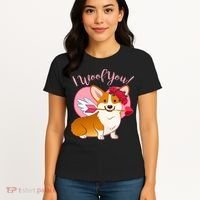 Funny Cute Corgi Valentine I Woof You Women's T-Shirt thumb 4