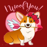 Funny Cute Corgi Valentine I Woof You Long Sleeve Shirt thumb 2