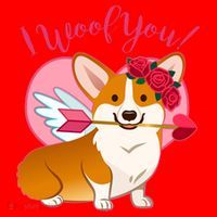 Funny Cute Corgi Valentine I Woof You Santa Hat thumb 1