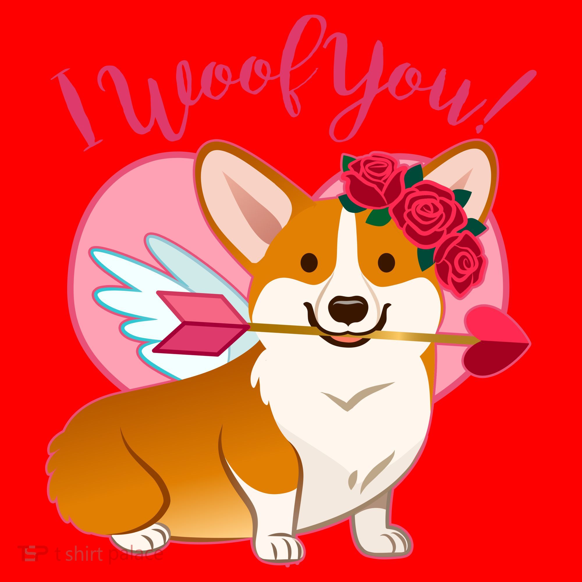 Funny Cute Corgi Valentine I Woof You Santa Hat