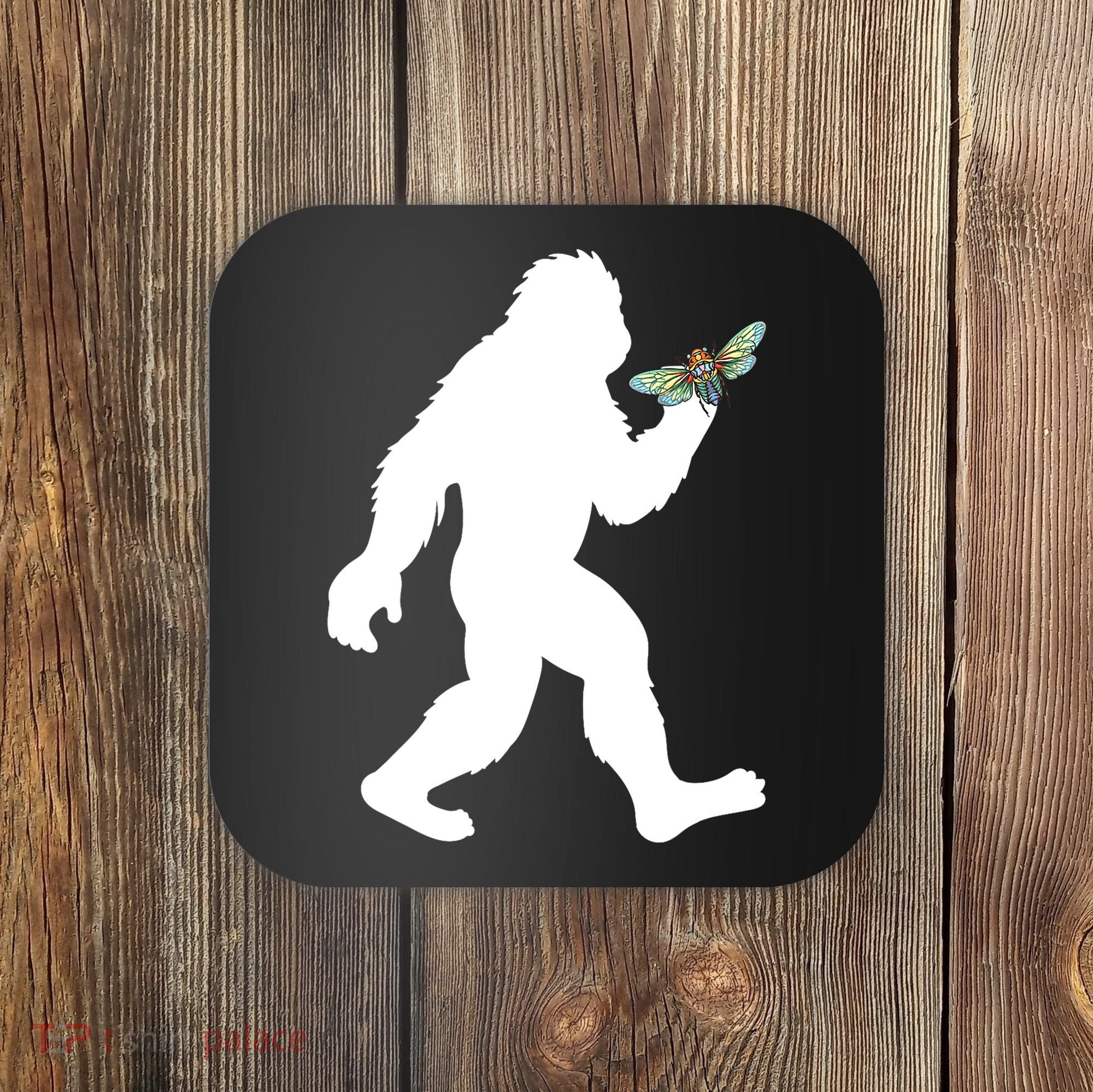Funny Cicada Comeback 2024 Bigfoot Catching Cicada Gift Coaster