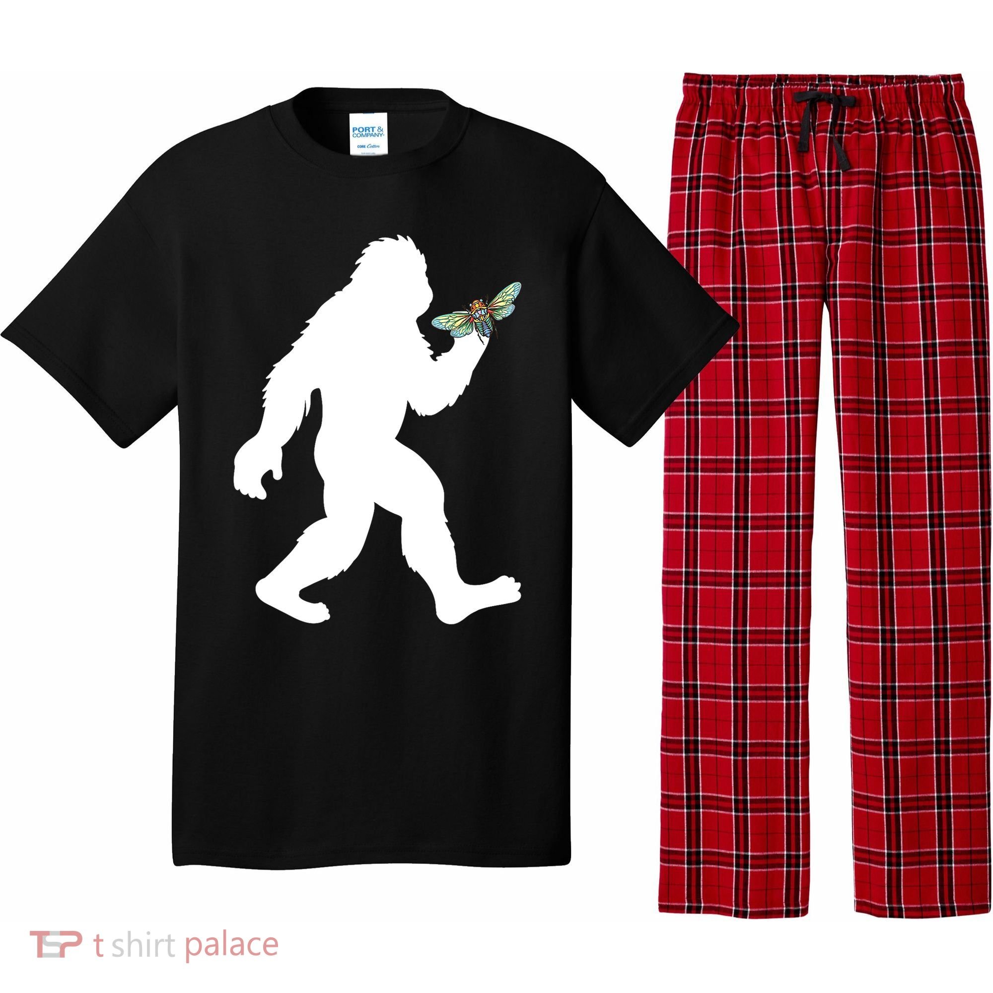 Funny Cicada Comeback 2024 Bigfoot Catching Cicada Gift Pajama Set