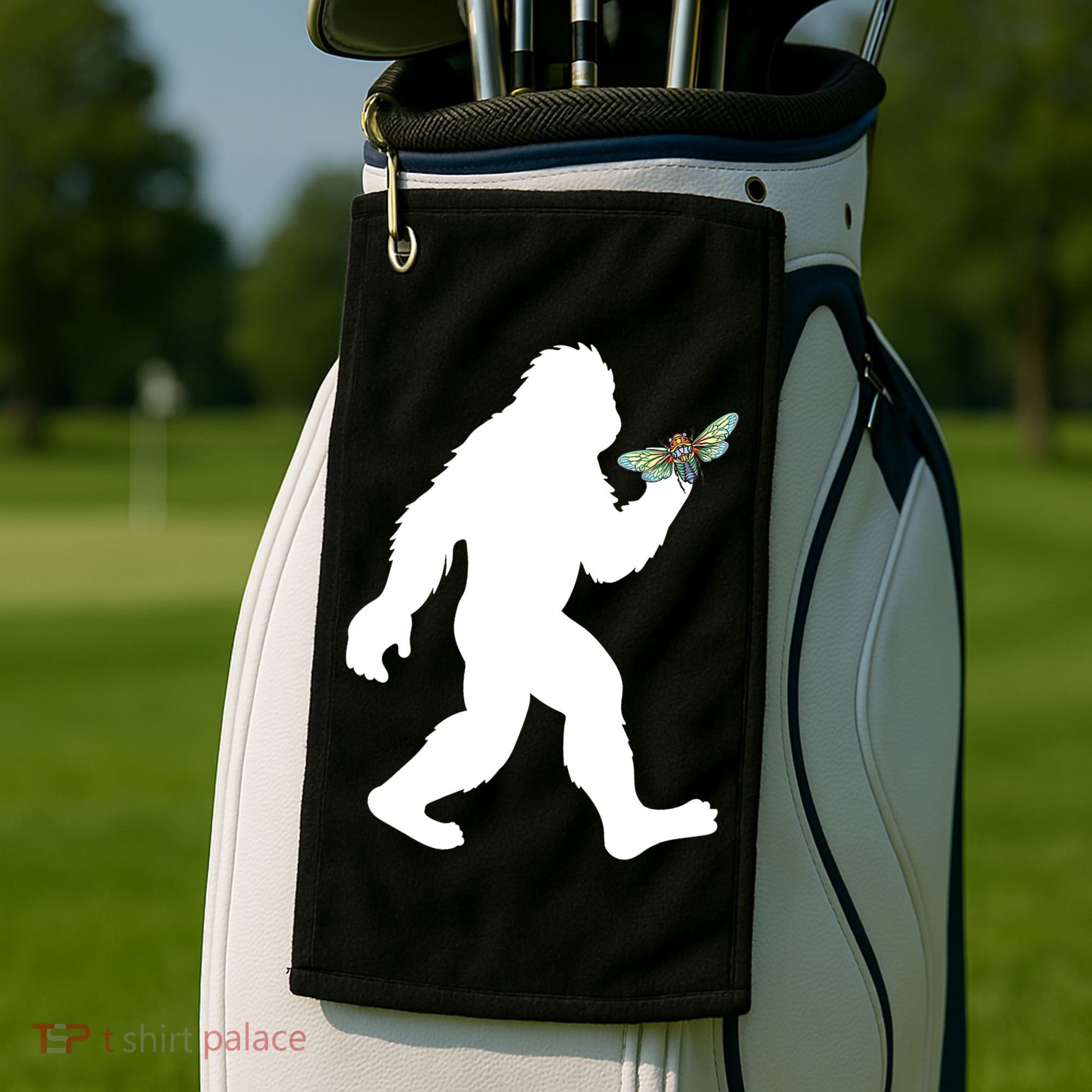 Funny Cicada Comeback 2024 Bigfoot Catching Cicada Gift Golf Towel