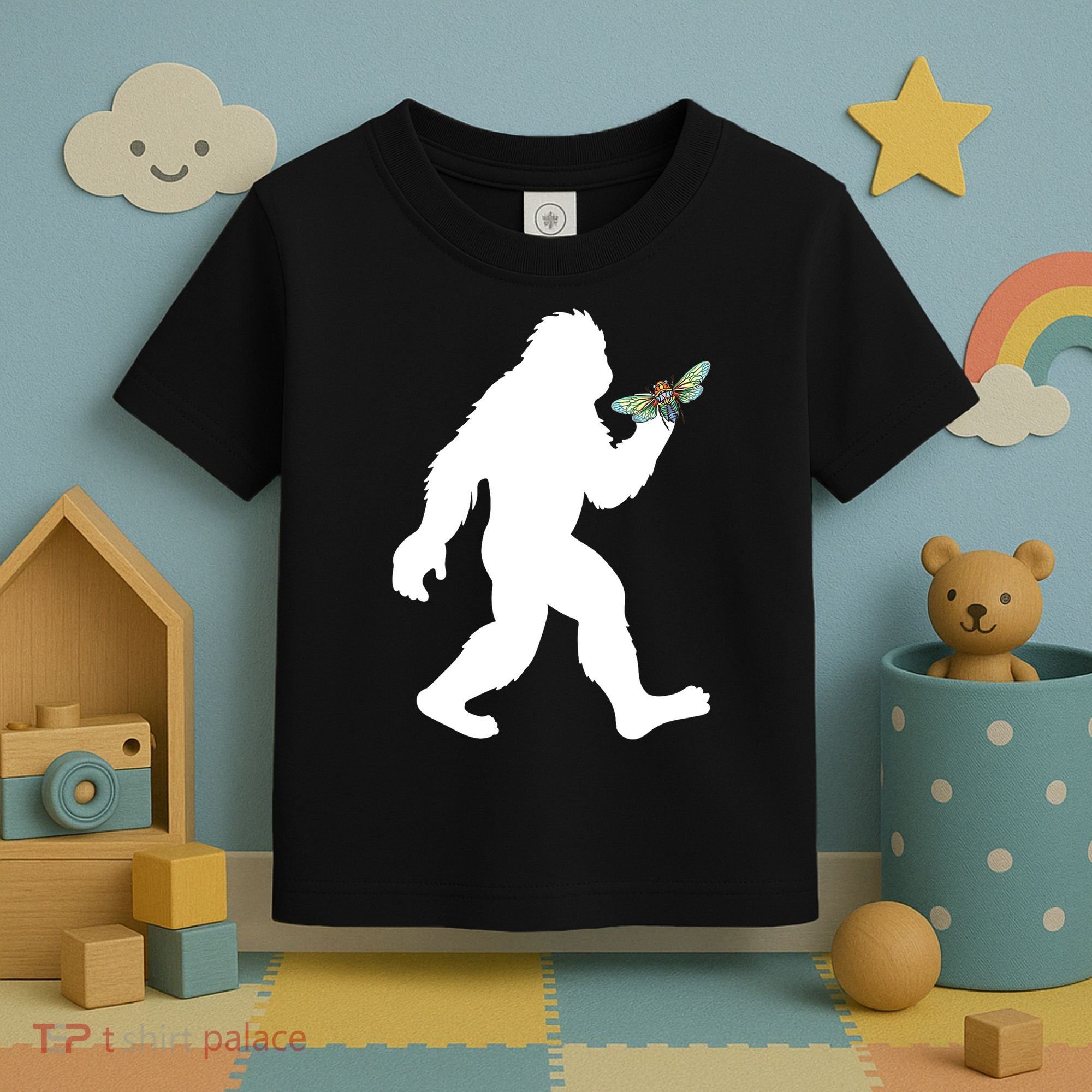 Funny Cicada Comeback 2024 Bigfoot Catching Cicada Gift Toddler T-Shirt