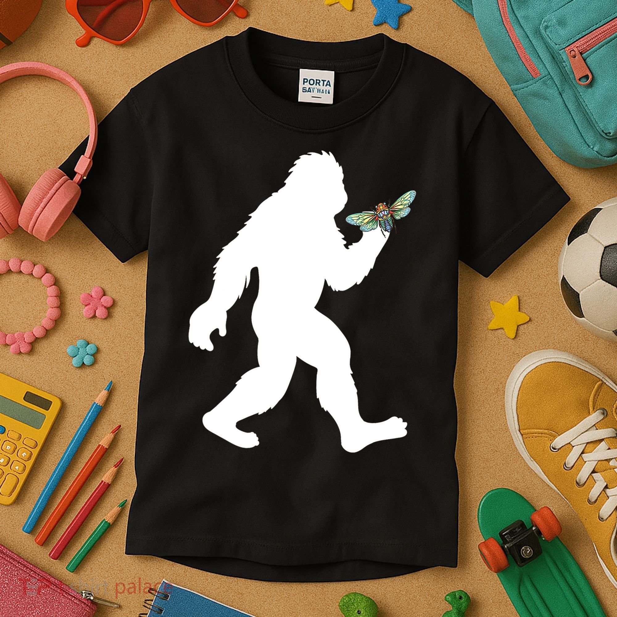 Funny Cicada Comeback 2024 Bigfoot Catching Cicada Gift Kids T-Shirt