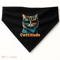 Funny Cool Cat With Glasses Cattitude Cats Lover Attitude Funny Gift USA-Made Doggie Bandana thumb 0