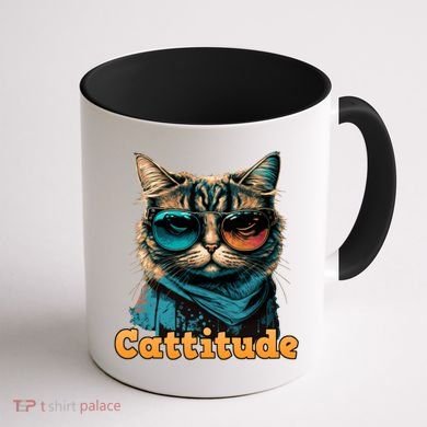 Funny Cool Cat With Glasses Cattitude Cats Lover Attitude Funny Gift Coffee Mug back