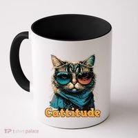 Funny Cool Cat With Glasses Cattitude Cats Lover Attitude Funny Gift Coffee Mug thumb 0