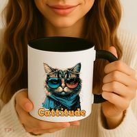 Funny Cool Cat With Glasses Cattitude Cats Lover Attitude Funny Gift Coffee Mug thumb 3