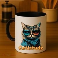 Funny Cool Cat With Glasses Cattitude Cats Lover Attitude Funny Gift Coffee Mug thumb 4