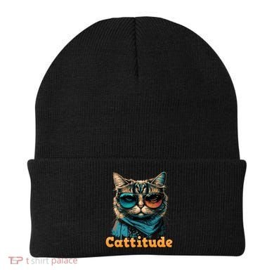 Funny Cool Cat With Glasses Cattitude Cats Lover Attitude Funny Gift Beanie