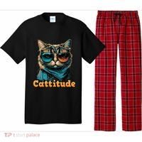 Funny Cool Cat With Glasses Cattitude Cats Lover Attitude Funny Gift Pajama Set thumb 0