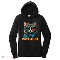 Funny Cool Cat With Glasses Cattitude Cats Lover Attitude Funny Gift Women's Hoodie thumb 0