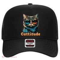 Funny Cool Cat With Glasses Cattitude Cats Lover Attitude Funny Gift Hat thumb 0