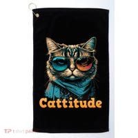Funny Cool Cat With Glasses Cattitude Cats Lover Attitude Funny Gift Golf Towel thumb 0