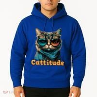 Funny Cool Cat With Glasses Cattitude Cats Lover Attitude Funny Gift Hoodie thumb 2