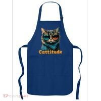 Funny Cool Cat With Glasses Cattitude Cats Lover Attitude Funny Gift Apron thumb 0
