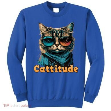 Funny Cool Cat With Glasses Cattitude Cats Lover Attitude Funny Gift Sweatshirt