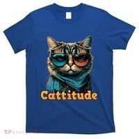 Funny Cool Cat With Glasses Cattitude Cats Lover Attitude Funny Gift T-Shirt thumb 0