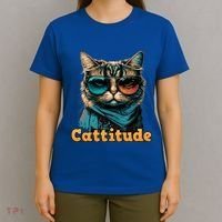 Funny Cool Cat With Glasses Cattitude Cats Lover Attitude Funny Gift T-Shirt thumb 4