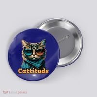 Funny Cool Cat With Glasses Cattitude Cats Lover Attitude Funny Gift Button thumb 0