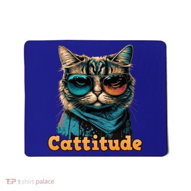 Funny Cool Cat With Glasses Cattitude Cats Lover Attitude Funny Gift Mousepad