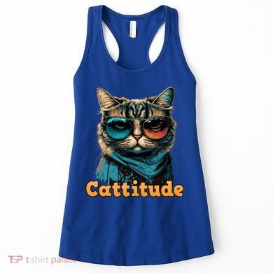 Funny Cool Cat With Glasses Cattitude Cats Lover Attitude Funny Gift Women's Tank Top