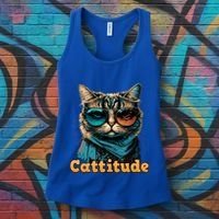 Funny Cool Cat With Glasses Cattitude Cats Lover Attitude Funny Gift Women's Tank Top thumb 3