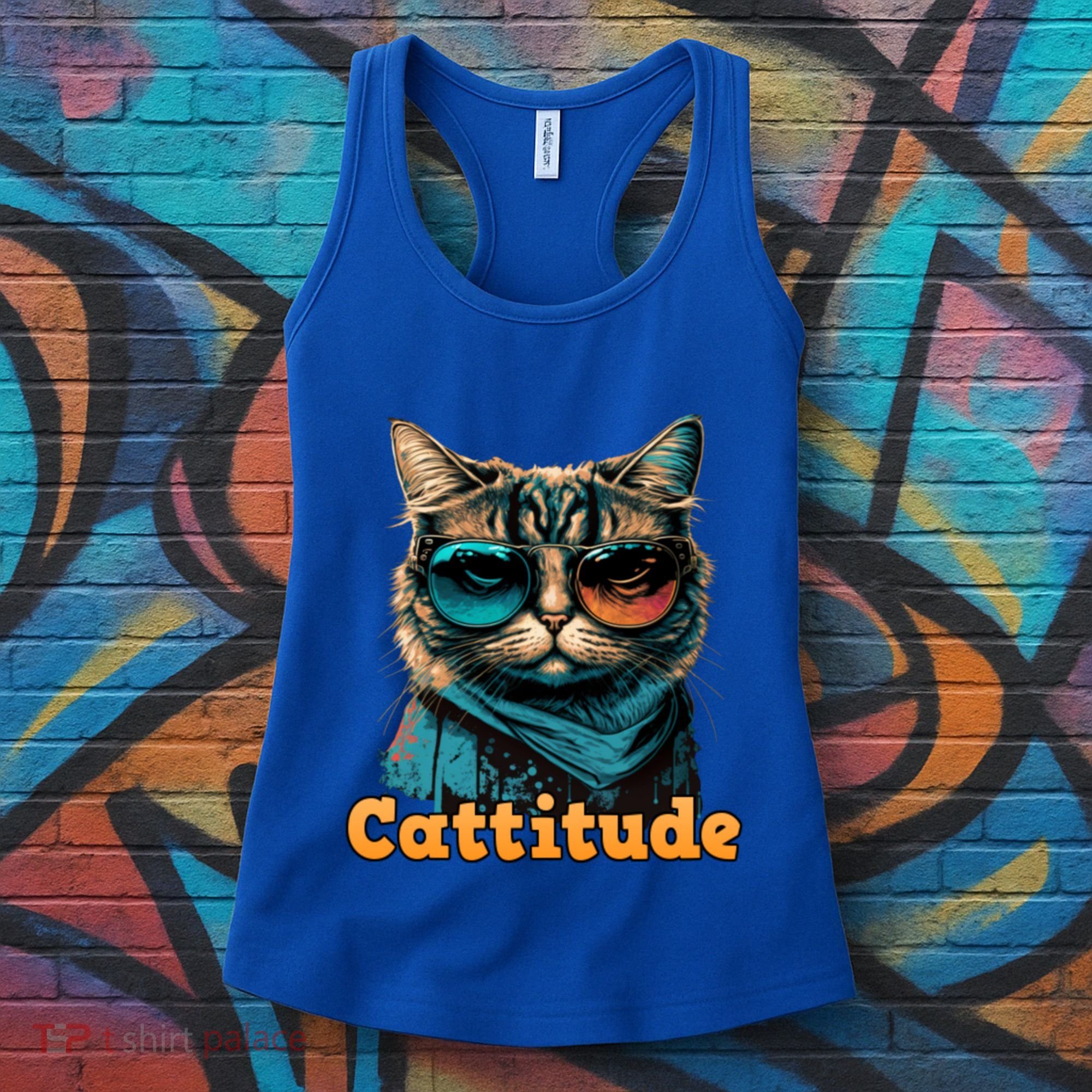 Funny Cool Cat With Glasses Cattitude Cats Lover Attitude Funny Gift Women's Tank Top
