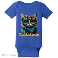 Funny Cool Cat With Glasses Cattitude Cats Lover Attitude Funny Gift Baby Bodysuit thumb 0