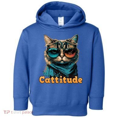 Funny Cool Cat With Glasses Cattitude Cats Lover Attitude Funny Gift Toddler Hoodie