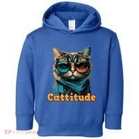Funny Cool Cat With Glasses Cattitude Cats Lover Attitude Funny Gift Toddler Hoodie thumb 0