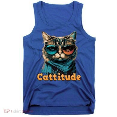 Funny Cool Cat With Glasses Cattitude Cats Lover Attitude Funny Gift Tank Top