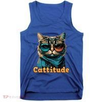 Funny Cool Cat With Glasses Cattitude Cats Lover Attitude Funny Gift Tank Top thumb 0