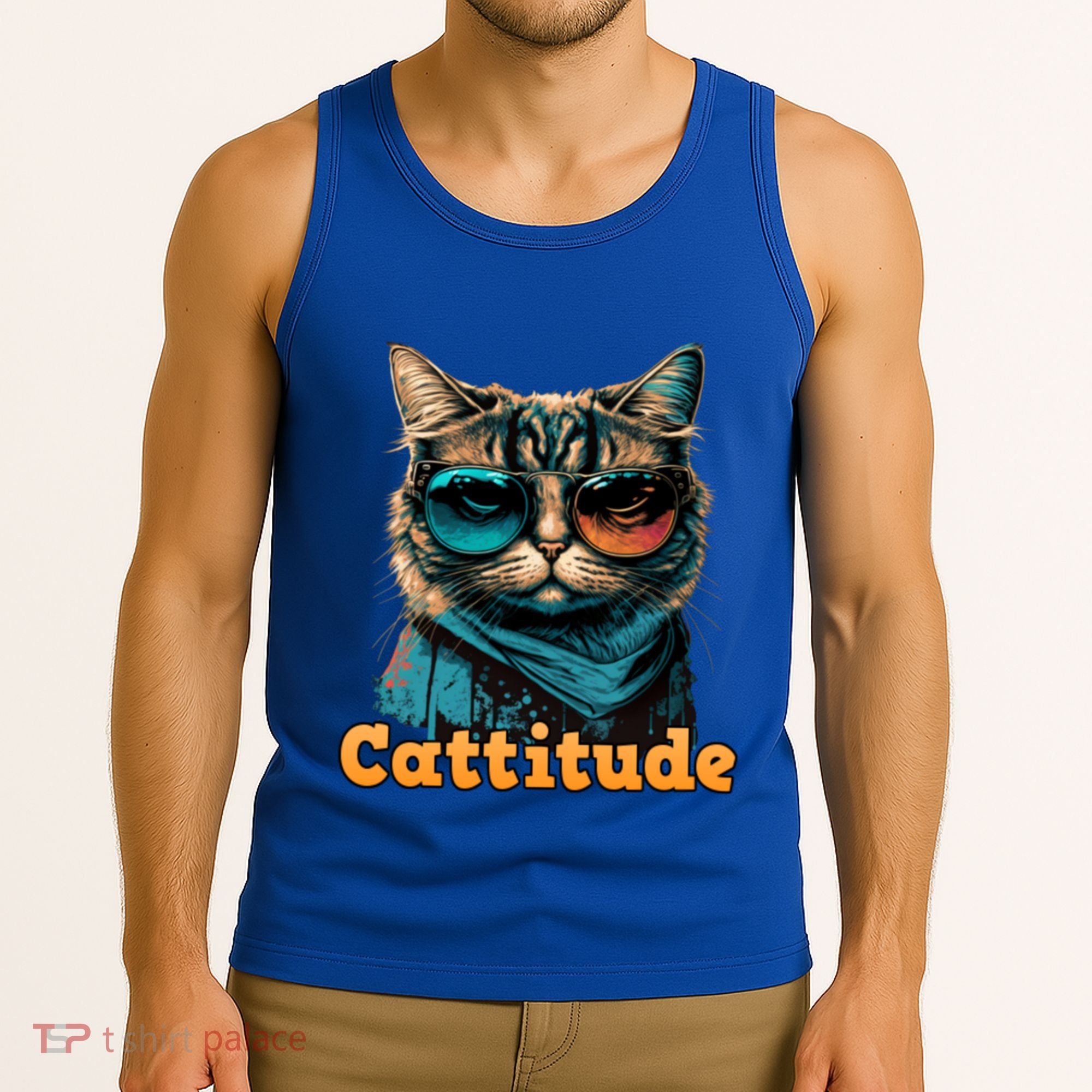 Funny Cool Cat With Glasses Cattitude Cats Lover Attitude Funny Gift Tank Top