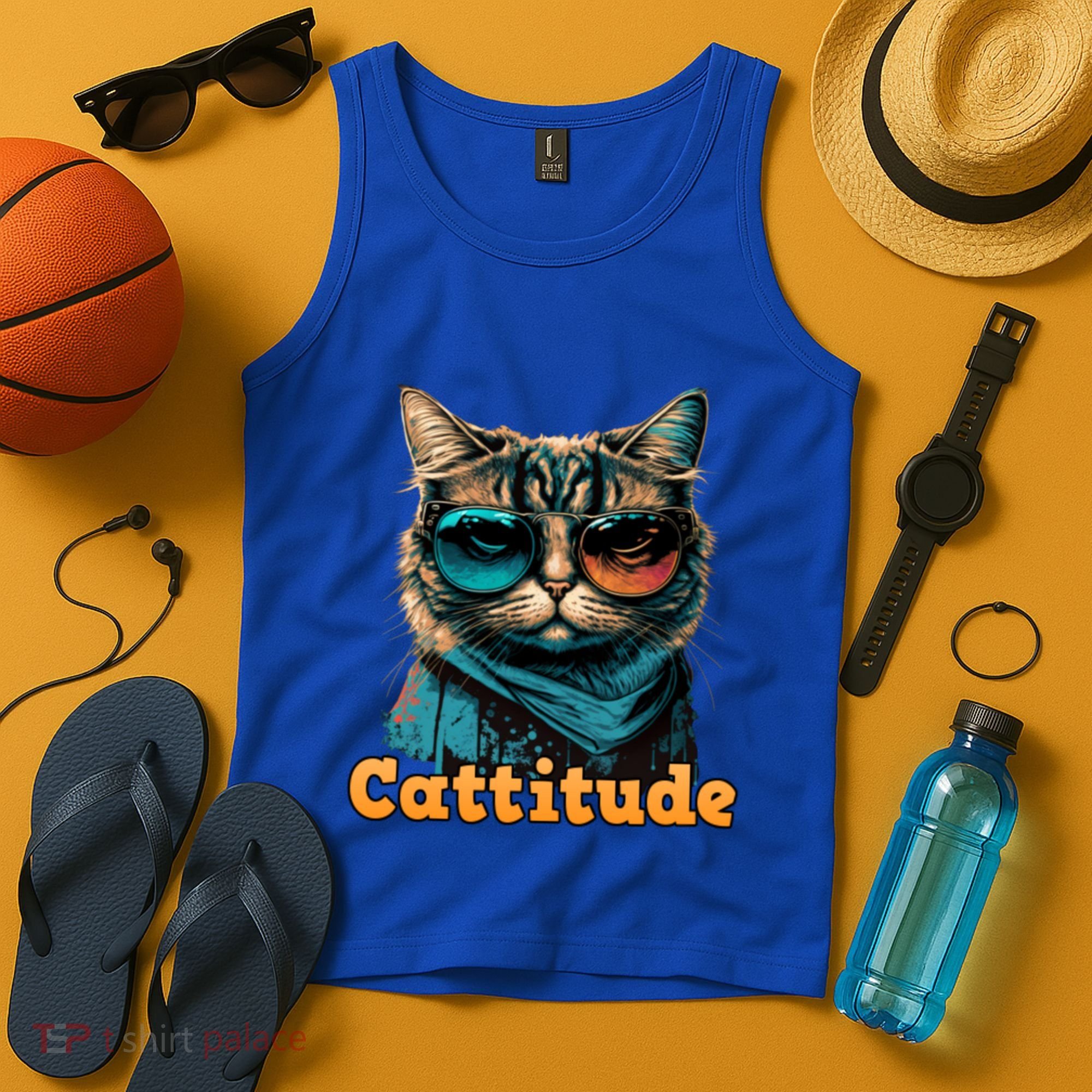 Funny Cool Cat With Glasses Cattitude Cats Lover Attitude Funny Gift Tank Top