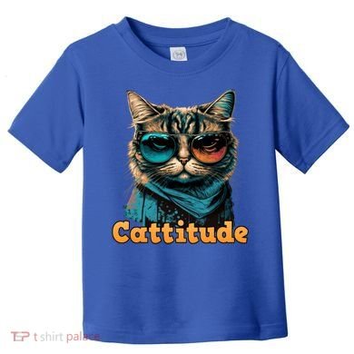Funny Cool Cat With Glasses Cattitude Cats Lover Attitude Funny Gift Toddler T-Shirt