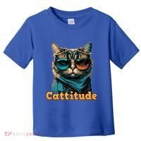 Funny Cool Cat With Glasses Cattitude Cats Lover Attitude Funny Gift Toddler T-Shirt thumb 0