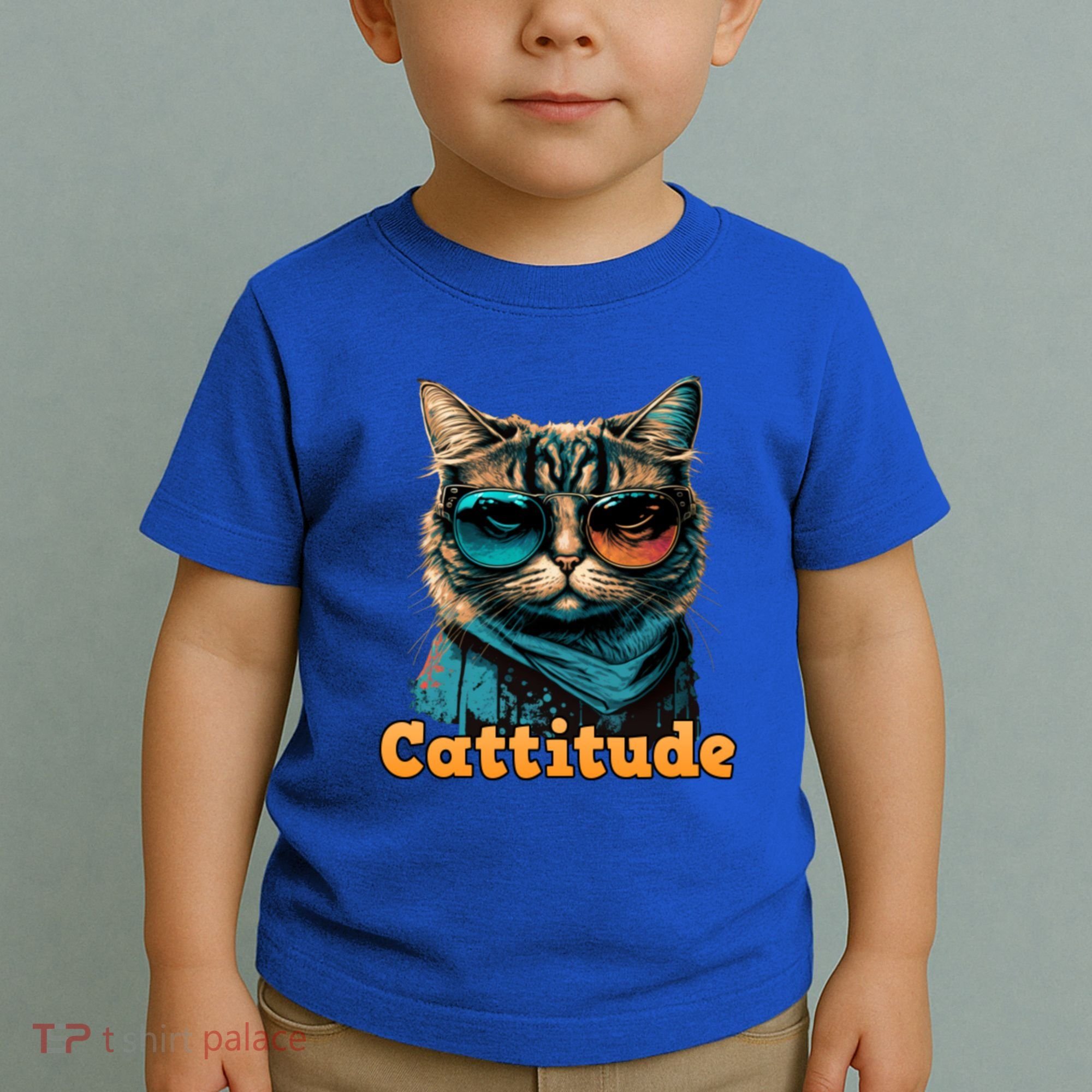 Funny Cool Cat With Glasses Cattitude Cats Lover Attitude Funny Gift Toddler T-Shirt