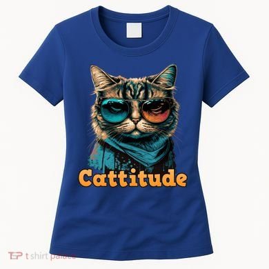 Funny Cool Cat With Glasses Cattitude Cats Lover Attitude Funny Gift Women's T-Shirt