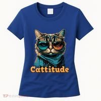 Funny Cool Cat With Glasses Cattitude Cats Lover Attitude Funny Gift Women's T-Shirt thumb 0