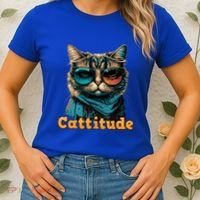 Funny Cool Cat With Glasses Cattitude Cats Lover Attitude Funny Gift Women's T-Shirt thumb 2