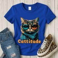 Funny Cool Cat With Glasses Cattitude Cats Lover Attitude Funny Gift Women's T-Shirt thumb 3
