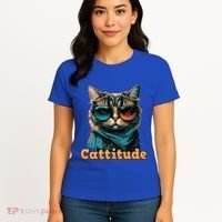 Funny Cool Cat With Glasses Cattitude Cats Lover Attitude Funny Gift Women's T-Shirt thumb 4