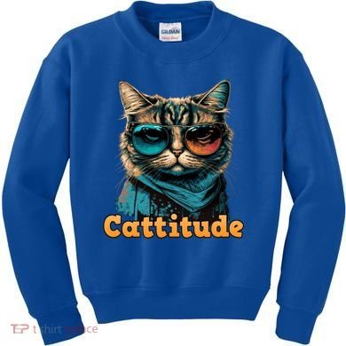 Funny Cool Cat With Glasses Cattitude Cats Lover Attitude Funny Gift Kids Sweatshirt