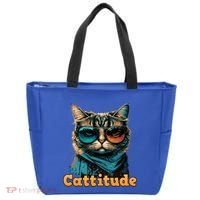 Funny Cool Cat With Glasses Cattitude Cats Lover Attitude Funny Gift Tote Bag thumb 0
