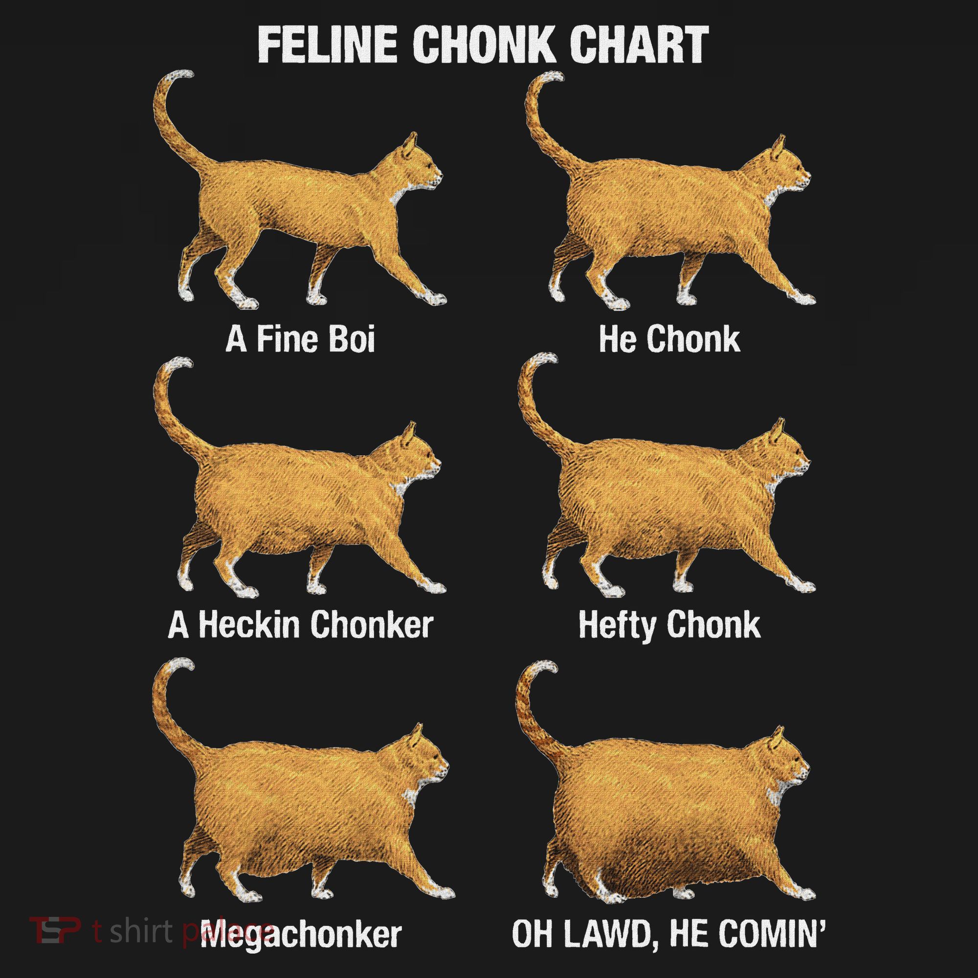Feline Chonk Cat Chart Funny Cat Meme Oh Lawd He Comin USA-Made Doggie Bandana