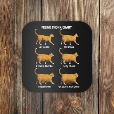 Feline Chonk Cat Chart Funny Cat Meme Oh Lawd He Comin Coaster